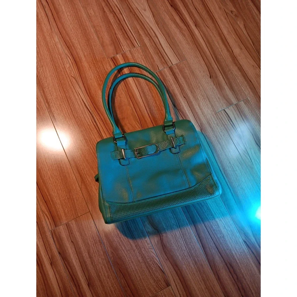 Tignanello Green Hobo Shoulder Bag ~‎ Pebbled Leather Tote/Satchel Handbag